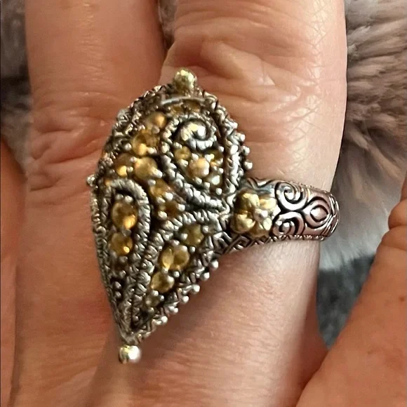 Rare, Barbara Bixby Sterling Silver, 18k Gold, Citrine Ring❤️